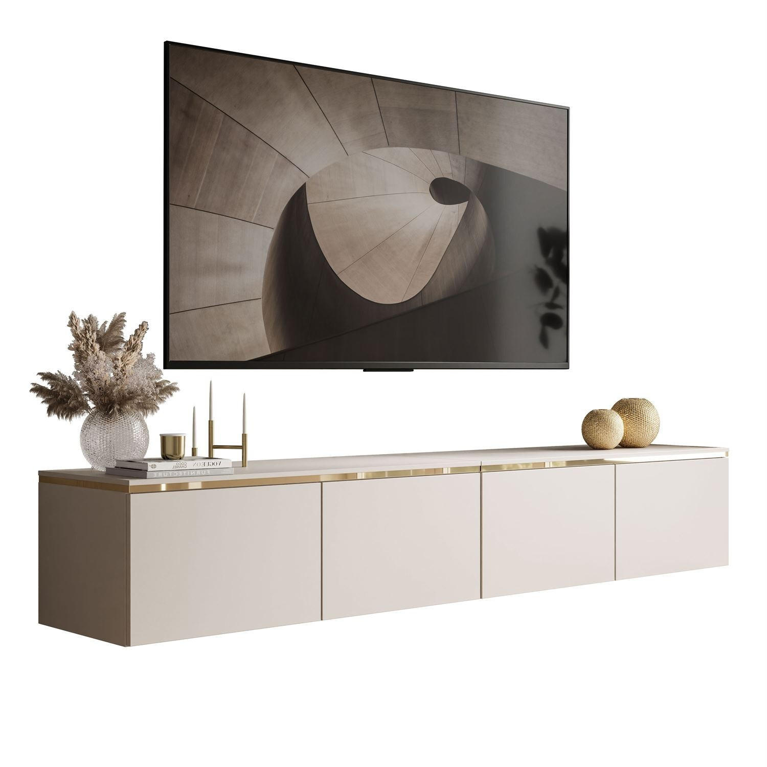 HÄNGESCHRANK TV-Möbel CELINE KASCHMIR 200 cm mit LED-Beleuchtung - Kaschmir, Holzwerkstoff (200/35/40cm) - Lookway