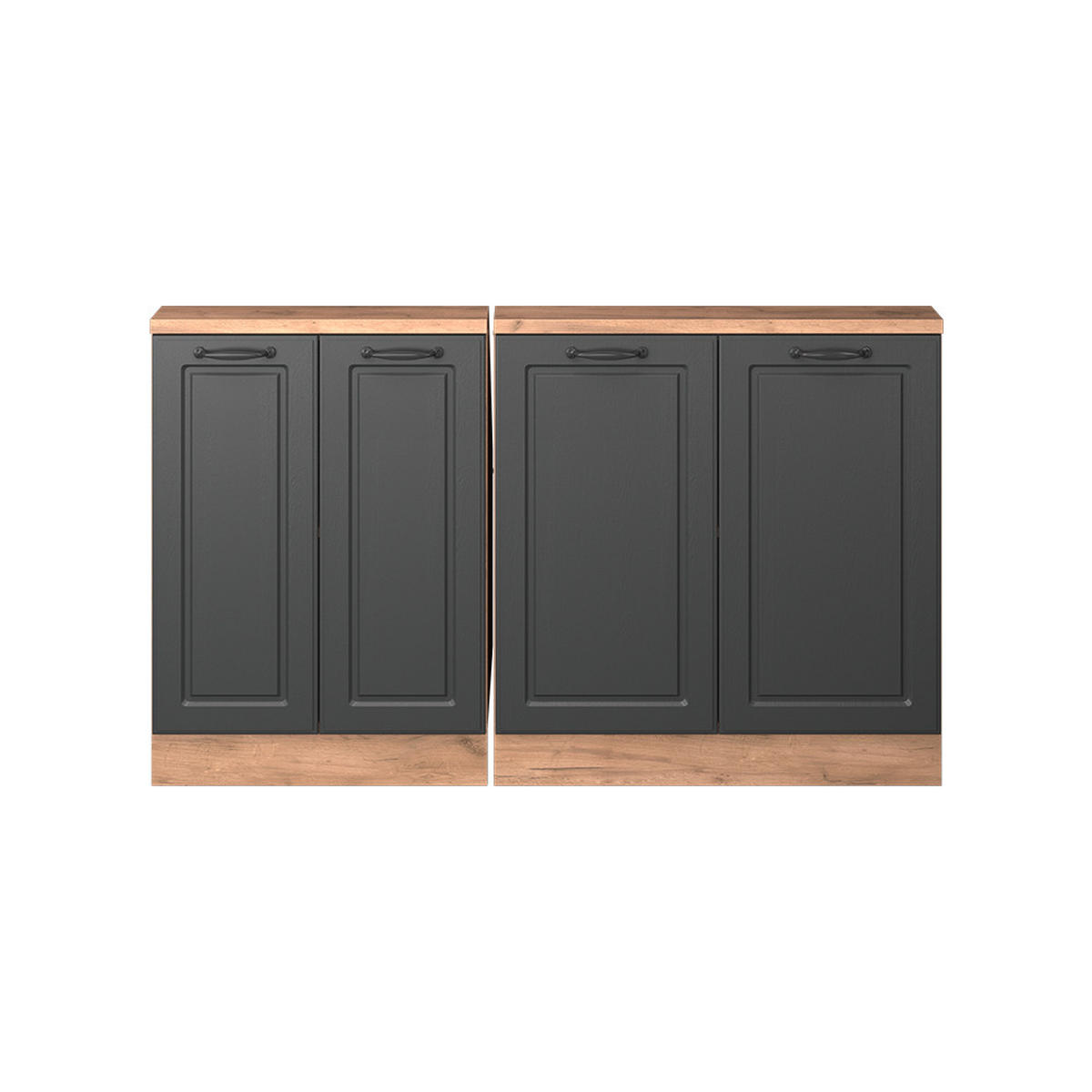 DACHSCHRÄGENSCHRANK-SET Rion Anthrazit Landhaus/Goldkraft Eiche 2er Set - Honigeiche/Anthrazit, Holzwerkstoff (140/81.6/46cm) - Vicco