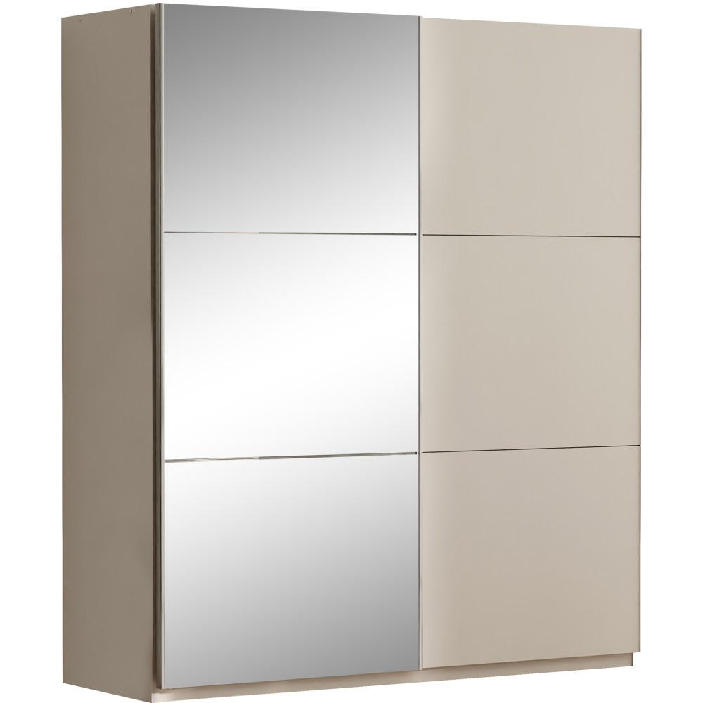 SCHWEBETÜRENSCHRANK Visto mit 2 Türen und Spiegel, 150 cm, Sandbeige - Sandfarben, Holzwerkstoff (150/215/65cm) - Beautysofa