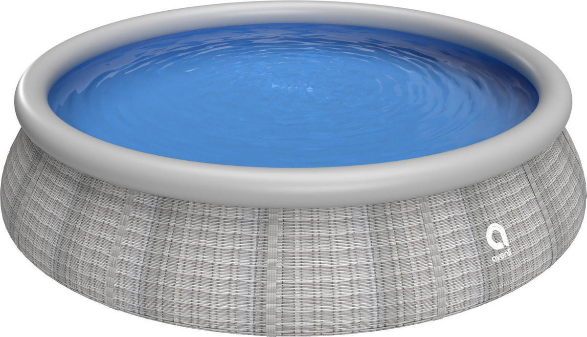 POOL Aufstellpool Prompt Set rund 450 x 84 cm rattan-grau ohne Filterpumpe - Grau, Kunststoff (450/84/450cm) - Avenli