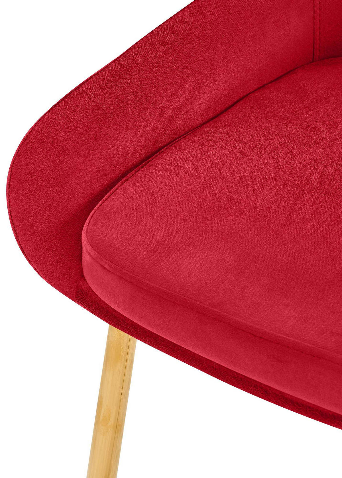 STUHL Samt Rot - Rot/Goldfarben, Textil (50/86/53cm) - CLP