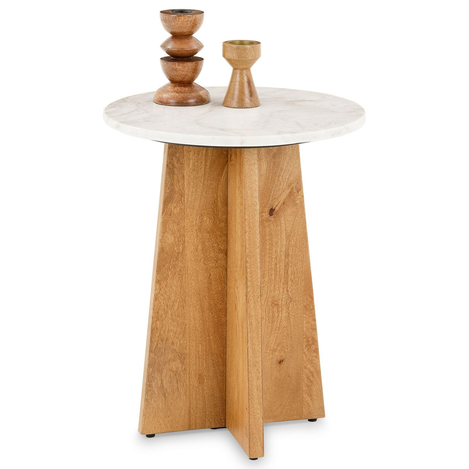 BEISTELLTISCH KERALA weiß/natur - Weiß/Naturfarben, Naturmaterialien/Holz (40/40/51cm) - IDIMEX