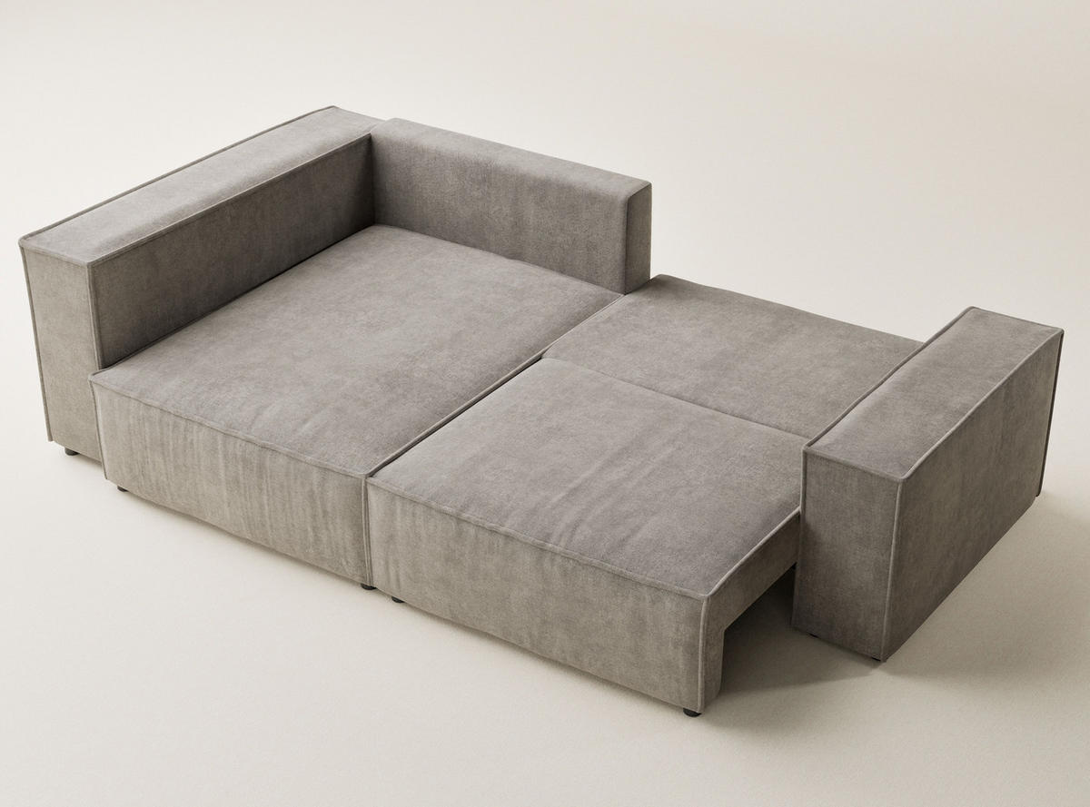 ECKSOFA MIT SCHLAFFUNKTION Tonga Braun Webstoff - Schwarz/Braun, Holz/Holzwerkstoff (105/225cm) - Maison de Reve