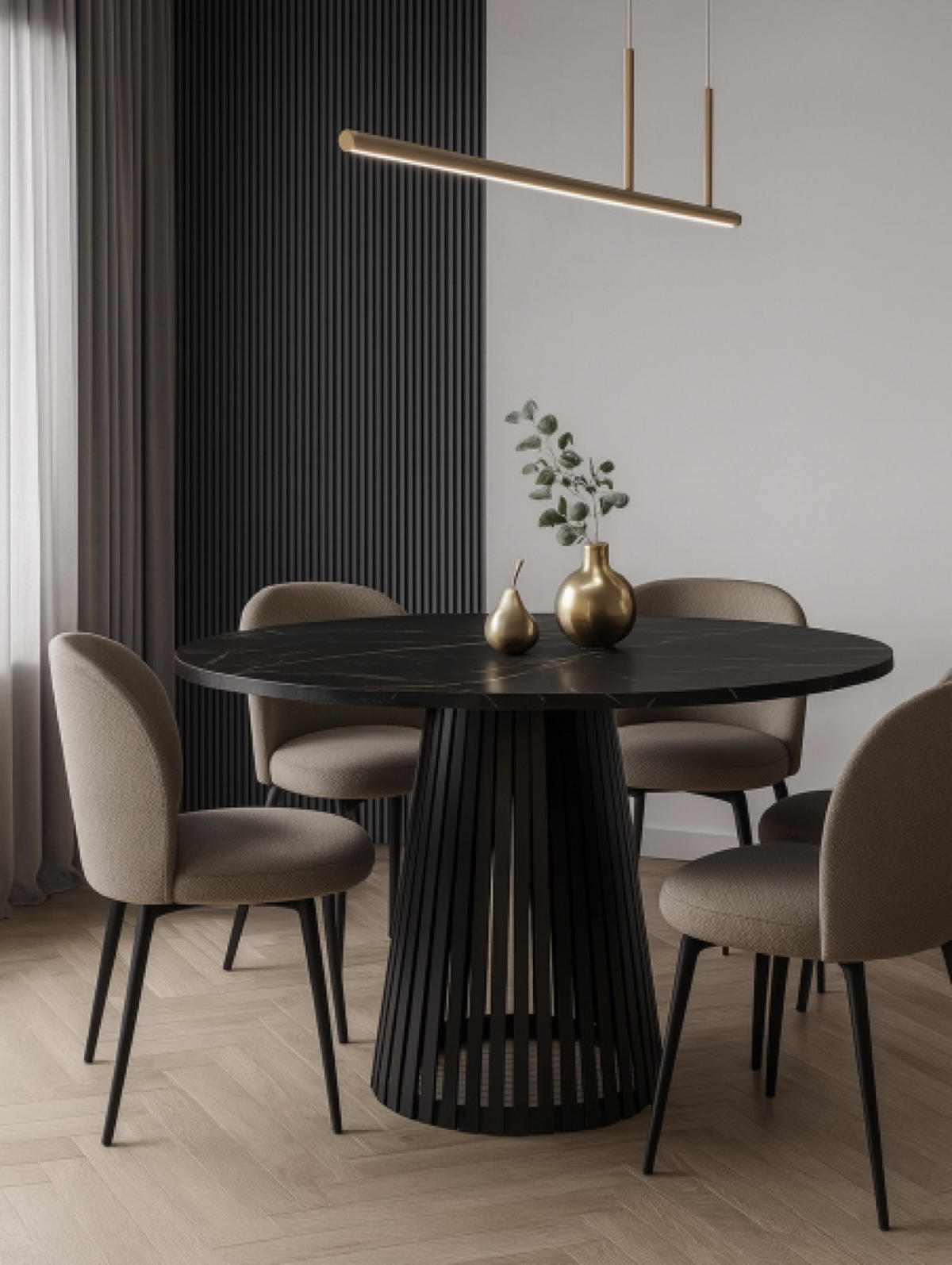 TISCH Dunkel Marmor VIV Rund 100 cm - Schwarz, Holzwerkstoff (100/100/76cm) - Sepro Meble