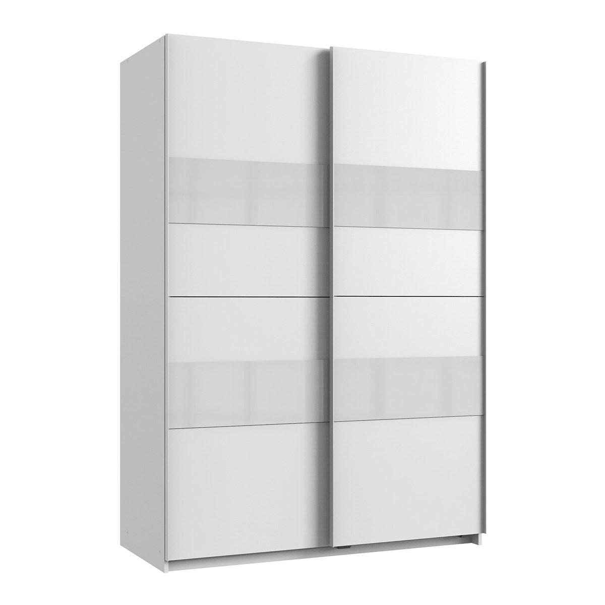 SCHRANK mit 2 Schiebetüren und Einsatz - L135 cm - Weiß, Holzwerkstoff (65/200/135cm) - Calicosy