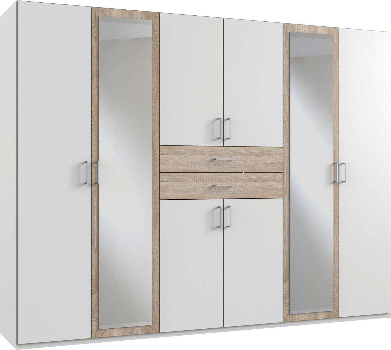 KLEIDERSCHRANK Diver weiß / Eiche Sägerau 270 / 58 / 207cm - Eichefarben/Weiß, Holz/Holzwerkstoff (270/207/58cm) - Wimex