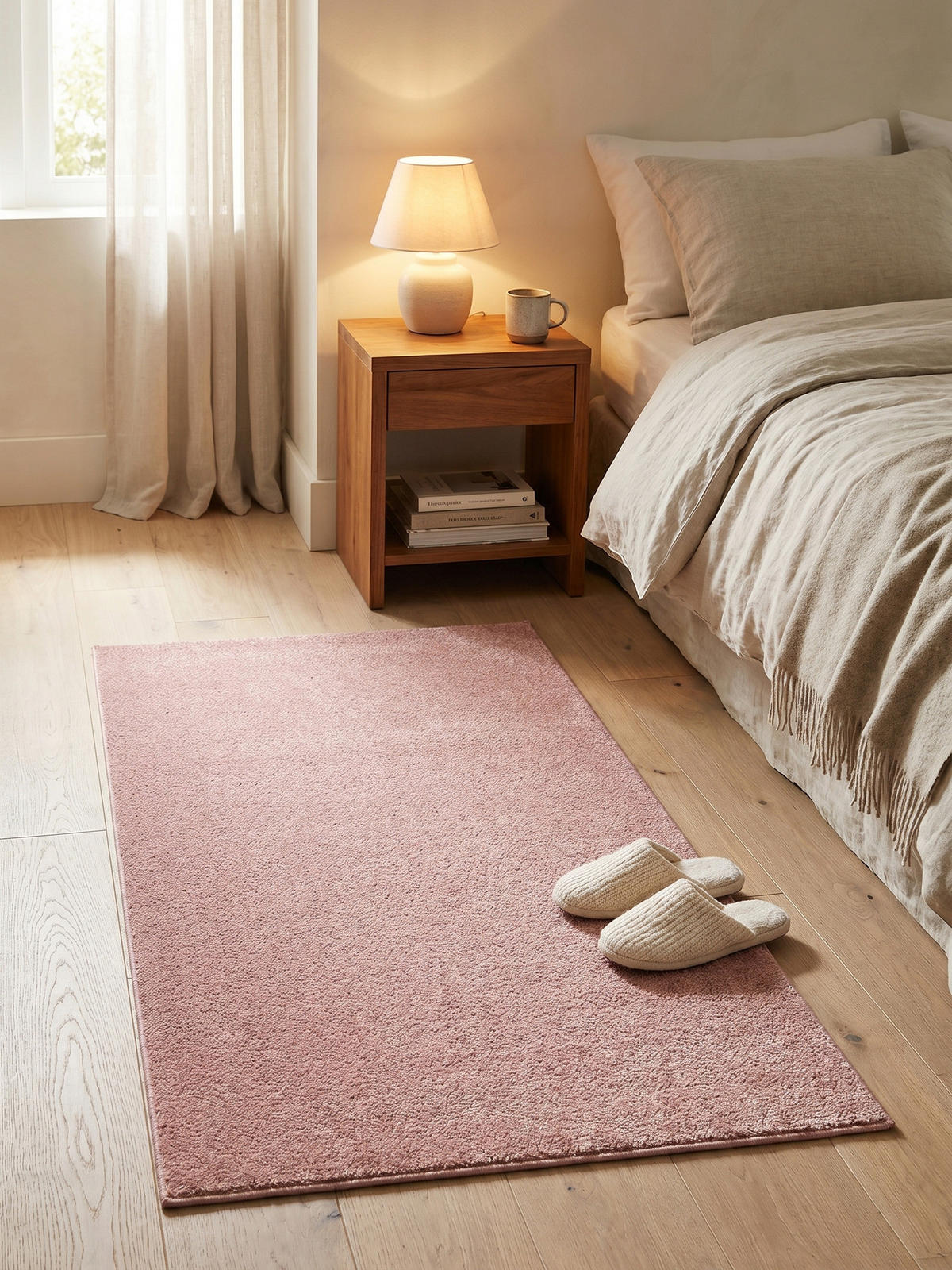 TEPPICH Waschbar Uni Modern Schlafzimmer Strapazierfähig Läufer Rosa 80x250 cm OEKO-TEX Flur – MAIN - Rosa, Textil (250/80cm) - KADIMA DESIGN
