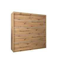 SCHWEBETÜRENSCHRANK 200/200/62 2-türig - Silberfarben/Eiche Artisan, Holz/Kunststoff (200/200/62cm) - Abiks Möbel