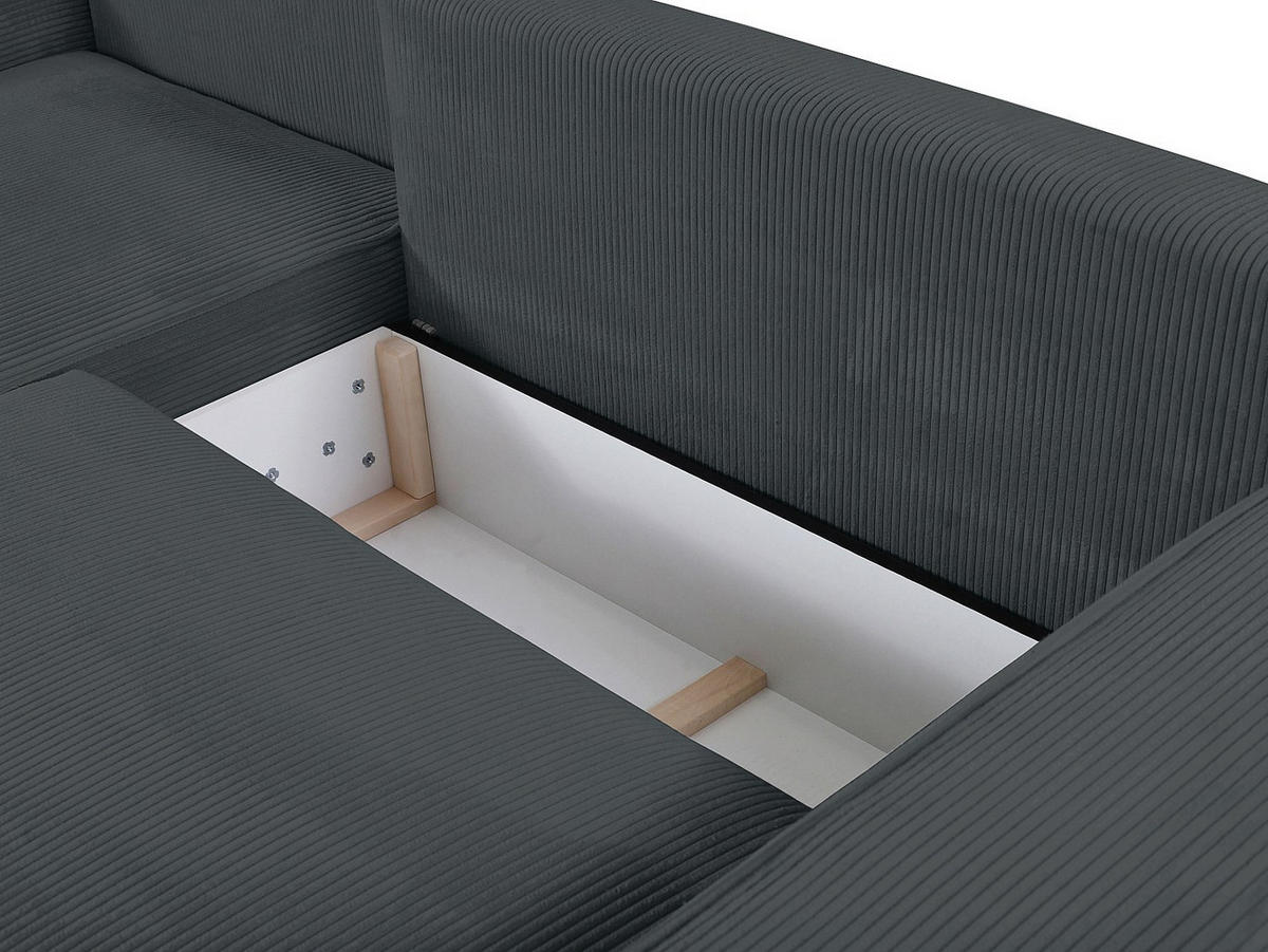 ECKSOFA mit Schlaffunktion - Ecke Links - Cord - Anthrazit - AMELIA - Anthrazit, Textil (267/167cm) - Vente-Unique