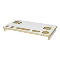 MONITORSTÄNDER Tjele - Weiß/Braun, Holzwerkstoff (30/54/7cm) - [en.casa]