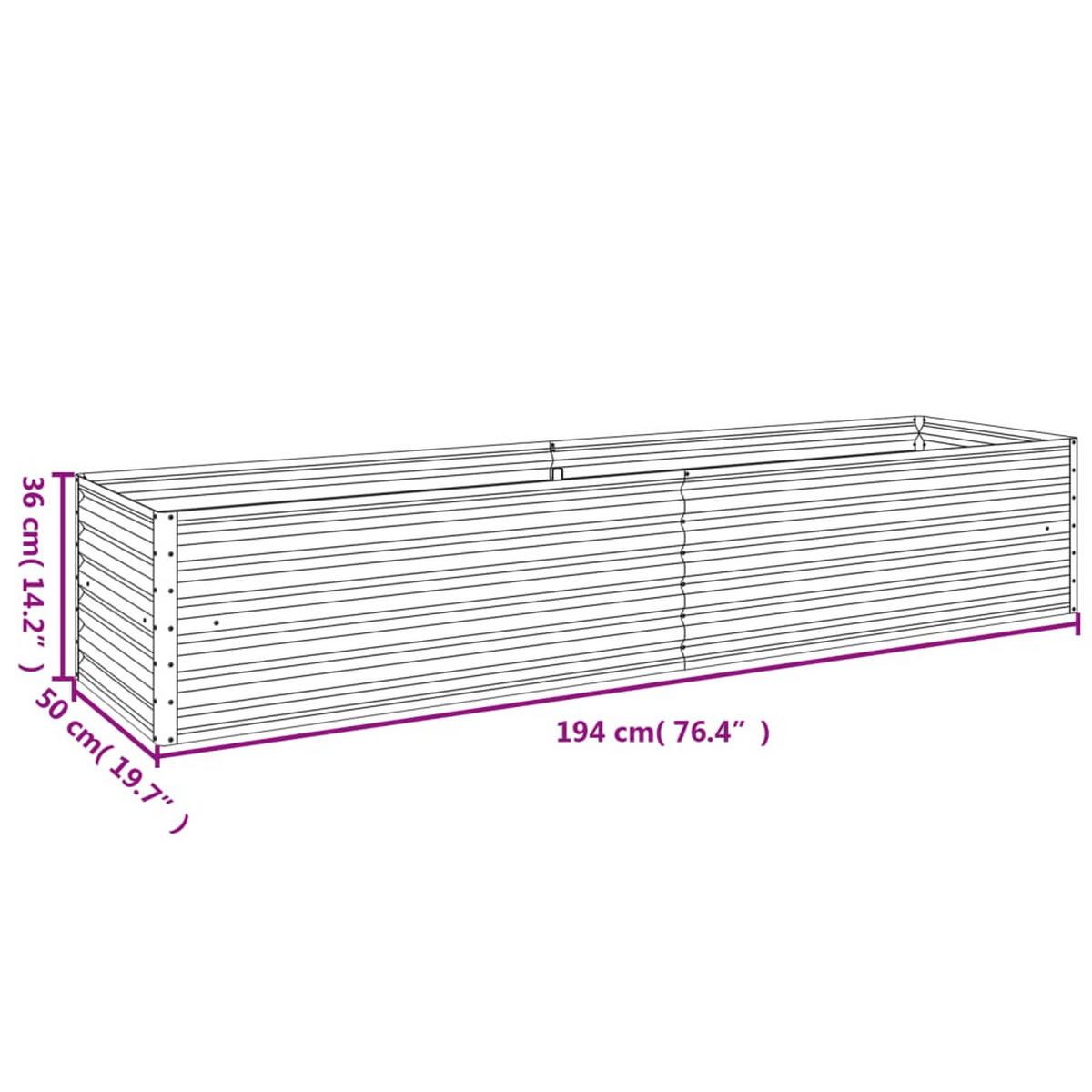 HOCHBEET aus Cortenstahl AKSEL | unten offen | 194x50x36cm - Braun, Metall (194/36/50cm) - DELUKE