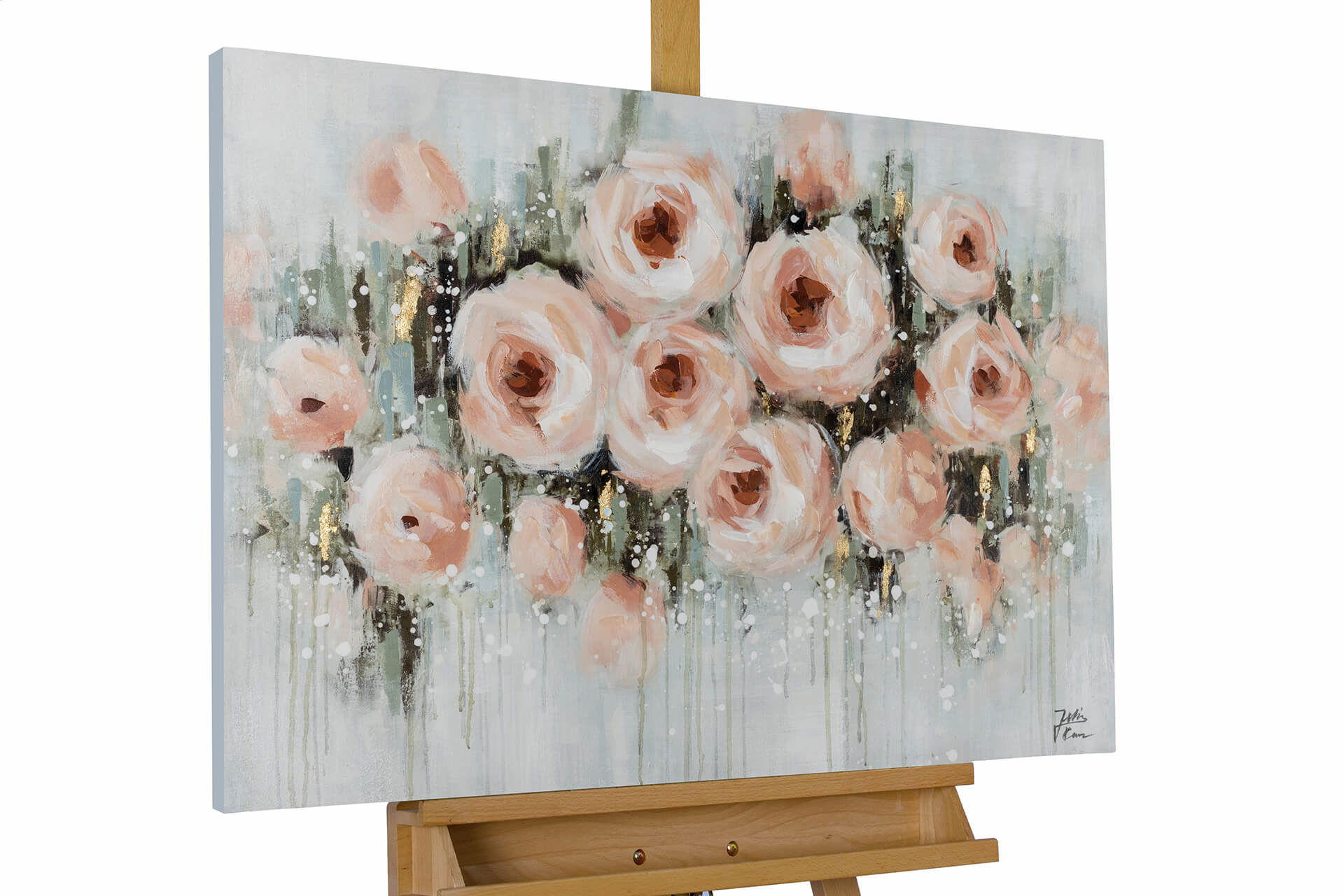 KUNSTLOFT RUČNĚ MALOVANÝ AKRYLOVÝ OBRAZ ŠEDÝ/BÉŽOVÝ, 90/60 CM