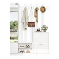 GARDEROBEN-SET mit Spiegel 135 x 25 x 180 cm Weiß mit Schuhschränken - Weiß, Holzwerkstoff (25/180/135cm) - Beauniv