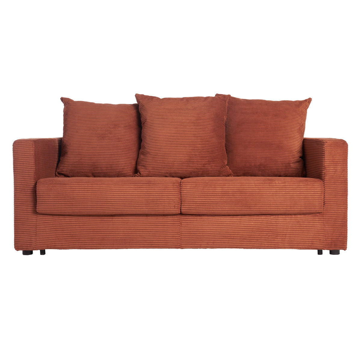 SCHLAFSOFA 3-Sitzer Cord-Samt Terrakotta Matratze 13 cm BACIO - Terracotta, Textil (92/90/190cm) - Miliboo