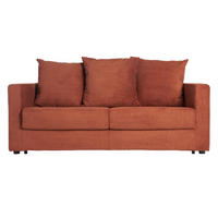SCHLAFSOFA 3-Sitzer Cord-Samt Terrakotta Matratze 13 cm BACIO - Terracotta, Textil (92/90/190cm) - Miliboo