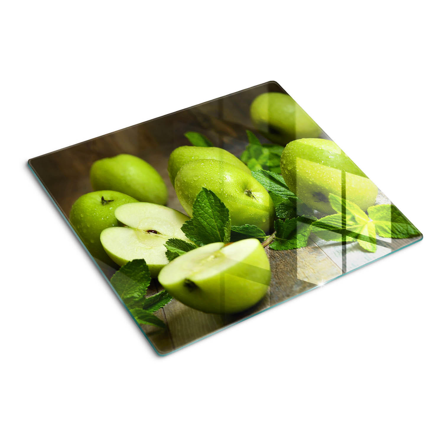 GLASPLATTE 60x52 cm Grüne Äpfel - Grün, Glas (60/0.4/52cm) - TULUP