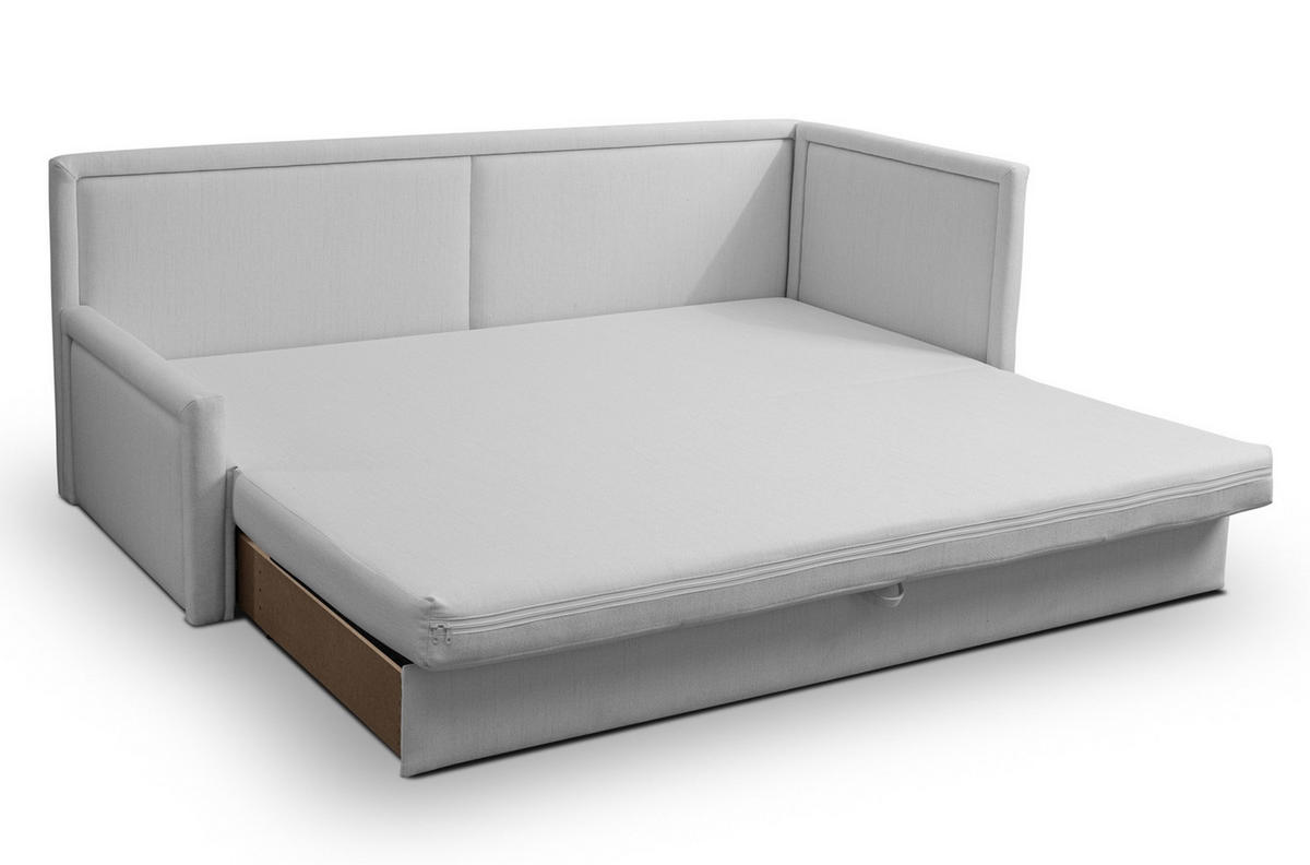 JUGENDBETT Caprili Hellgrau mit Bettkasten - Hellgrau/Schwarz, Kunststoff/Textil (163/189cm) - Selsey