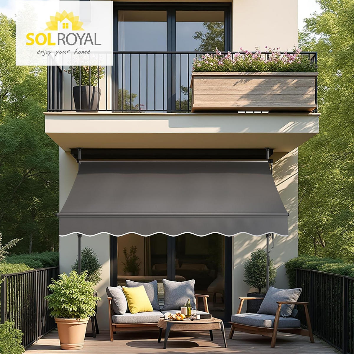 BALKONMARKISE SolVision BM3 Klemmmarkise 2,0x1,8m Anthrazit - Anthrazit, Textil (1800/1/2000cm) - Sol Royal