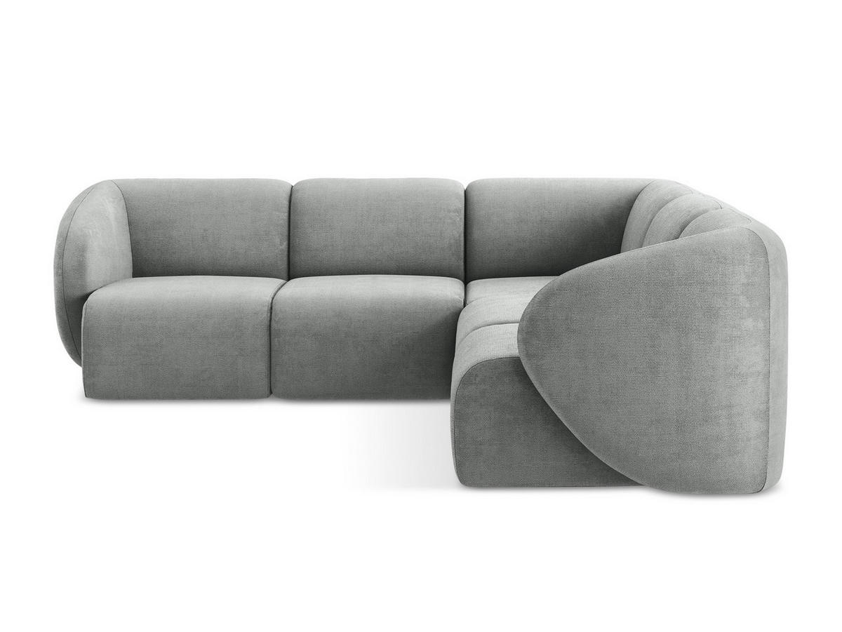 ECKSOFA Chenille Stoff Grau - Schwarz/Grau, Holzwerkstoff/Kunststoff (251/251cm) - Makamii