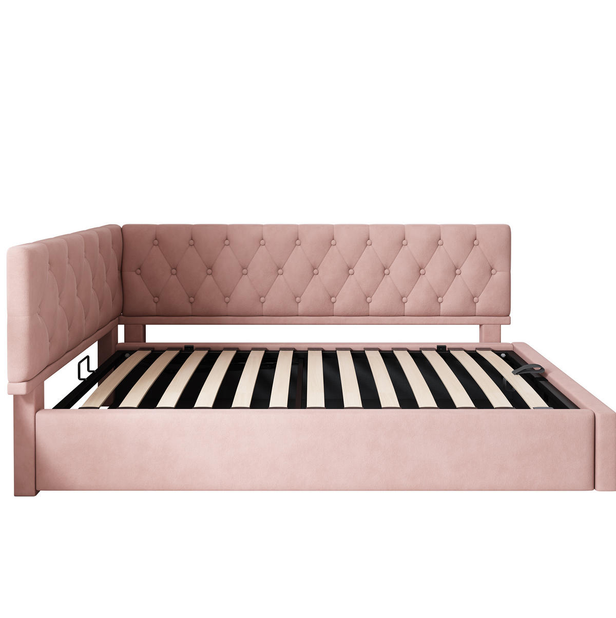 ČALÚNENÁ posteľ 90/190 cm ružová so skrytým úložným priestorom zo zamatu - ružová, textil (90/190cm) - OKWISH