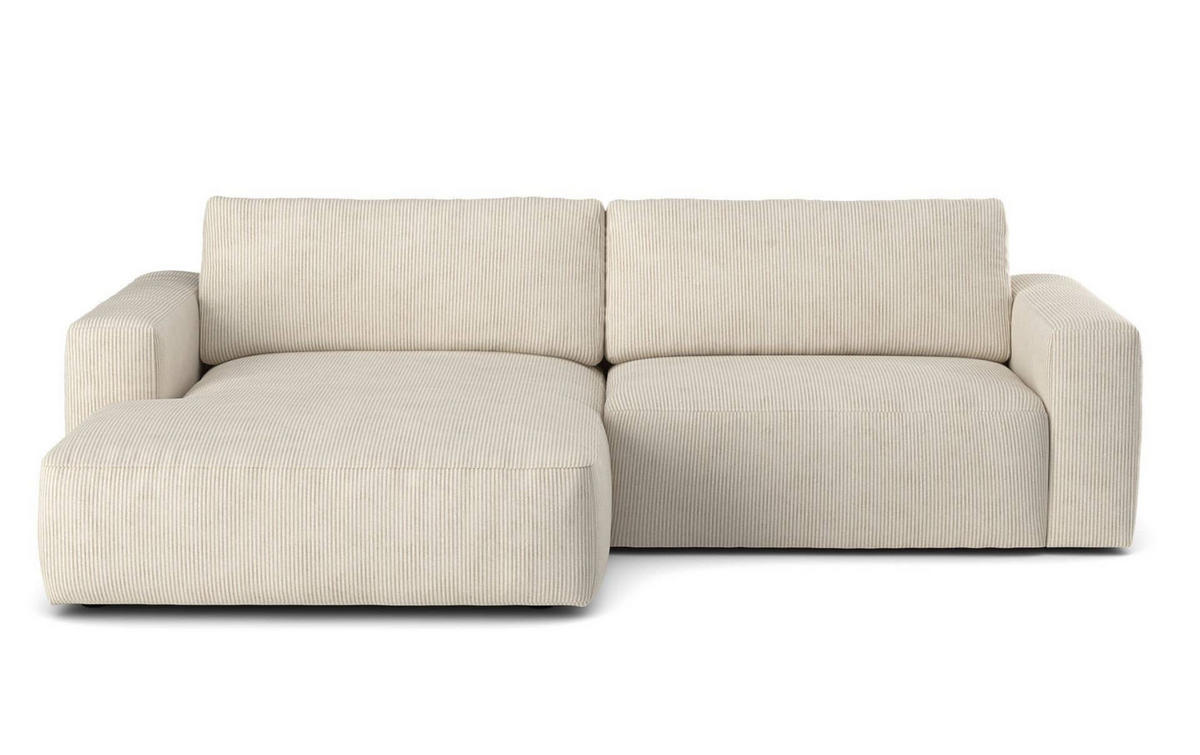 ECKSOFA mit Cord-Stoff - Beige/Creme, Holz/Kunststoff (288/175cm) - Cotta