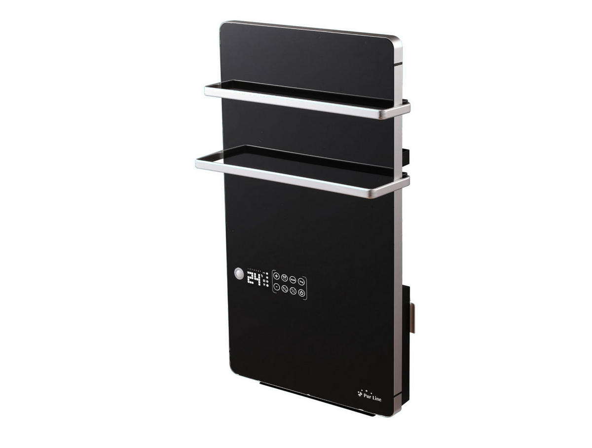 HANDTUCHTROCKNER Schwarz mit Elektrosystem und Wandhalterung 2000 W - Schwarz, Metall (46/80/17cm) - Purline