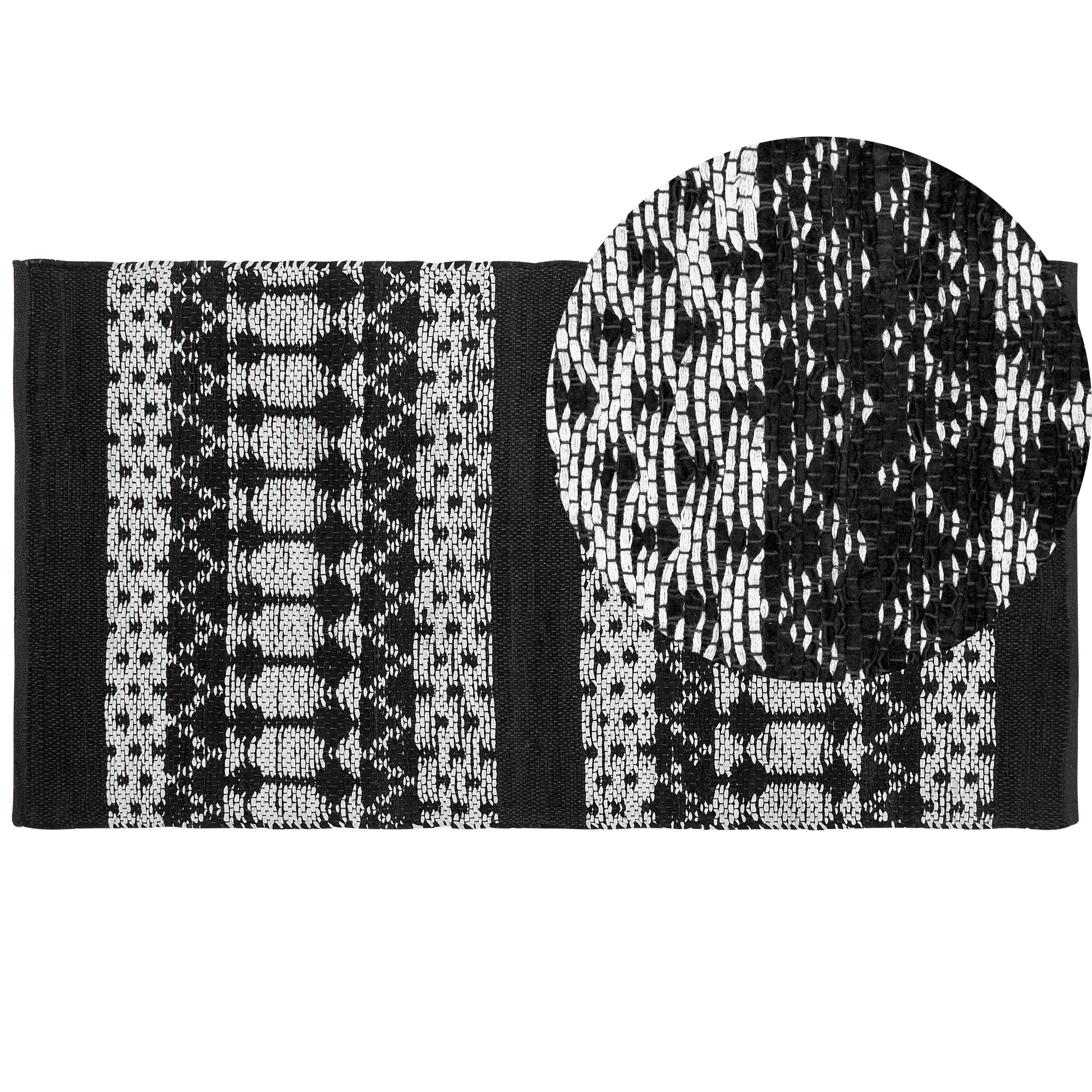 TEPPICH geflochten Sokun 150/80 cm - Schwarz, Fell (80/150cm) - Beliani