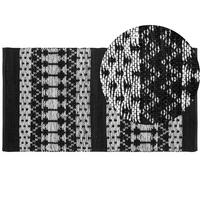 TEPPICH geflochten Sokun 150/80 cm - Schwarz, Fell (80/150cm) - Beliani