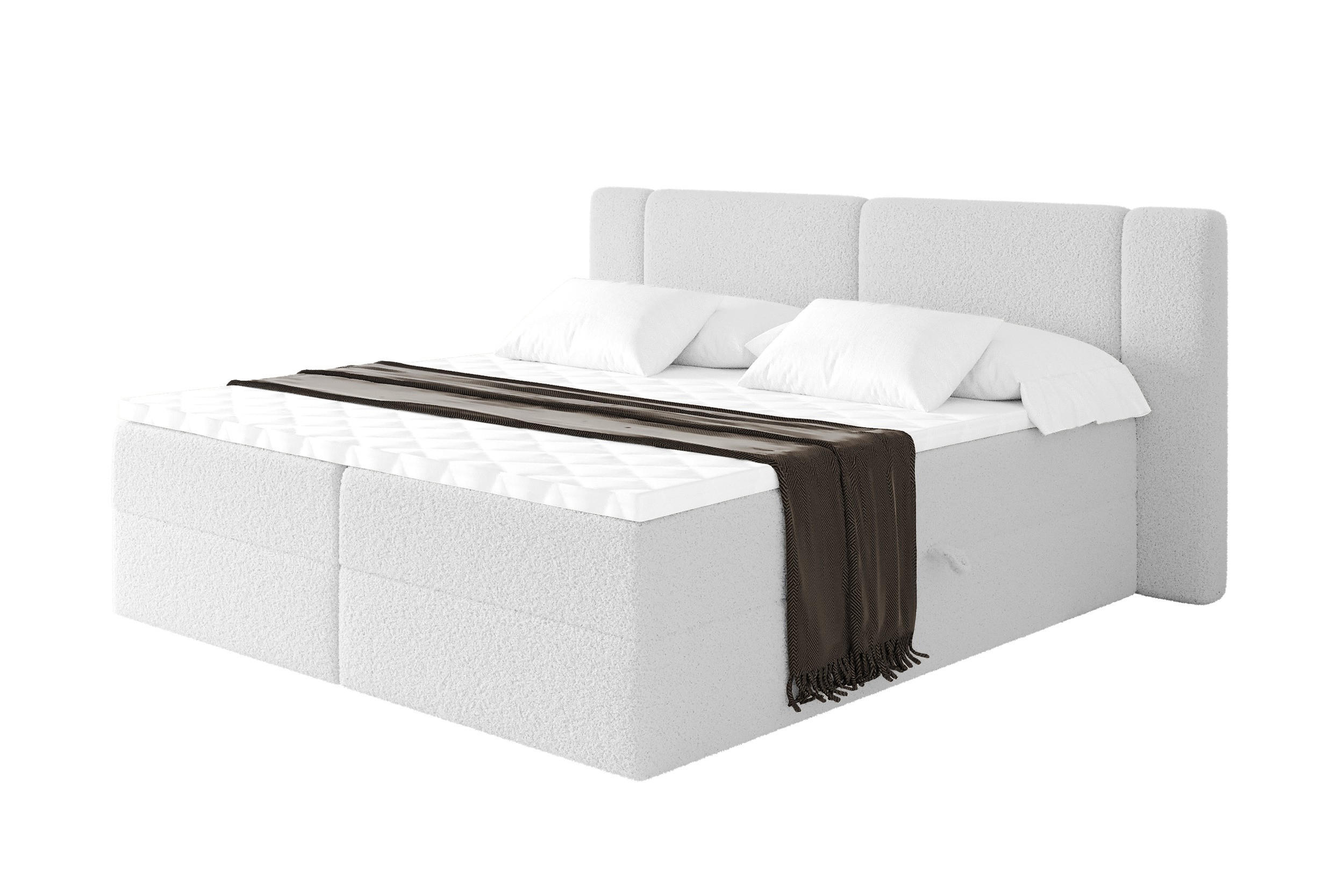 BOXBETT mit Matratze H3 - EVON - 140x200 cm Weiß - Weiß, Holzwerkstoff (140/200cm) - ALTDECOR