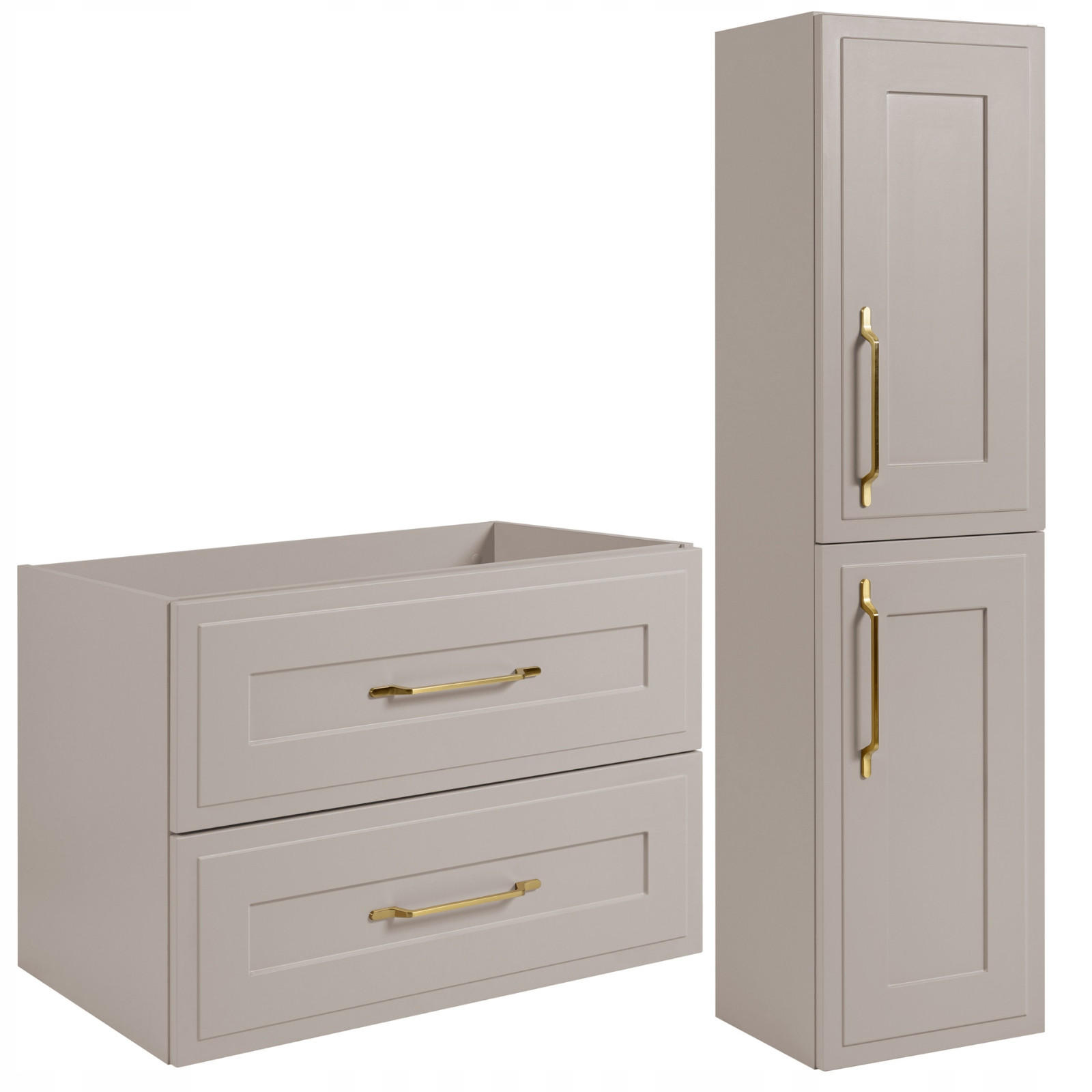 WASCHBECKUNTERSCHRANK + HÄNGESÄULE CLASSIC 80cm Kaschmir - Kaschmir, Holzwerkstoff (80/58/46cm) - Rodan