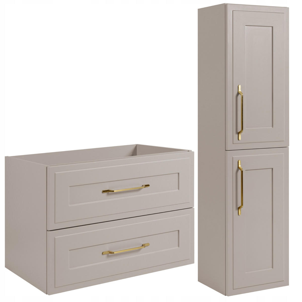 WASCHBECKUNTERSCHRANK + HÄNGESÄULE CLASSIC 80cm Kaschmir - Kaschmir, Holzwerkstoff (80/58/46cm) - Rodan