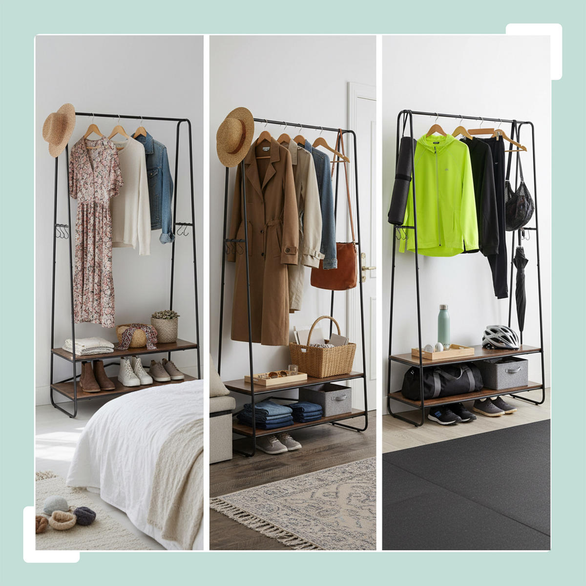 KLEIDERSTÄNDER - Multicolor, Holzwerkstoff/Metall (100/160/45cm) - Relaxdays