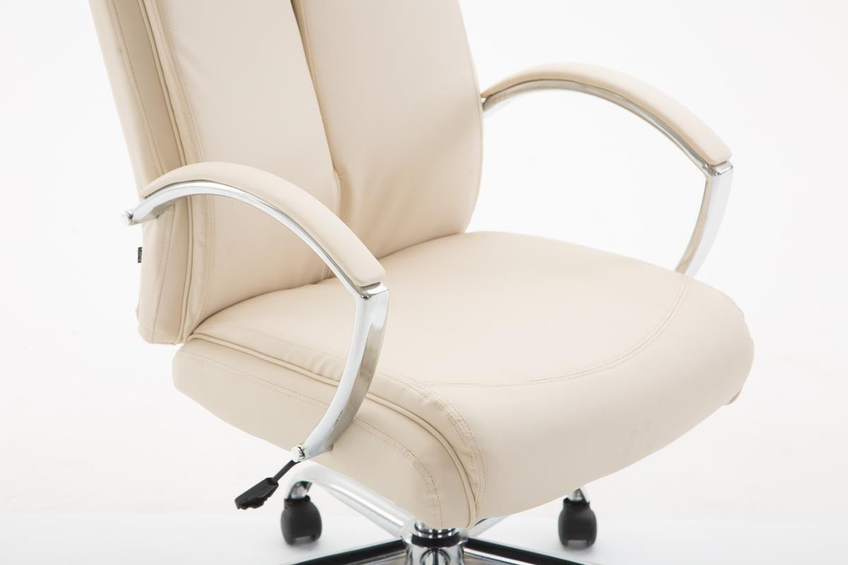 CHEFSESSEL Lederlook creme - Chromfarben/Creme, Textil/Metall (65/115/73cm) - CLP