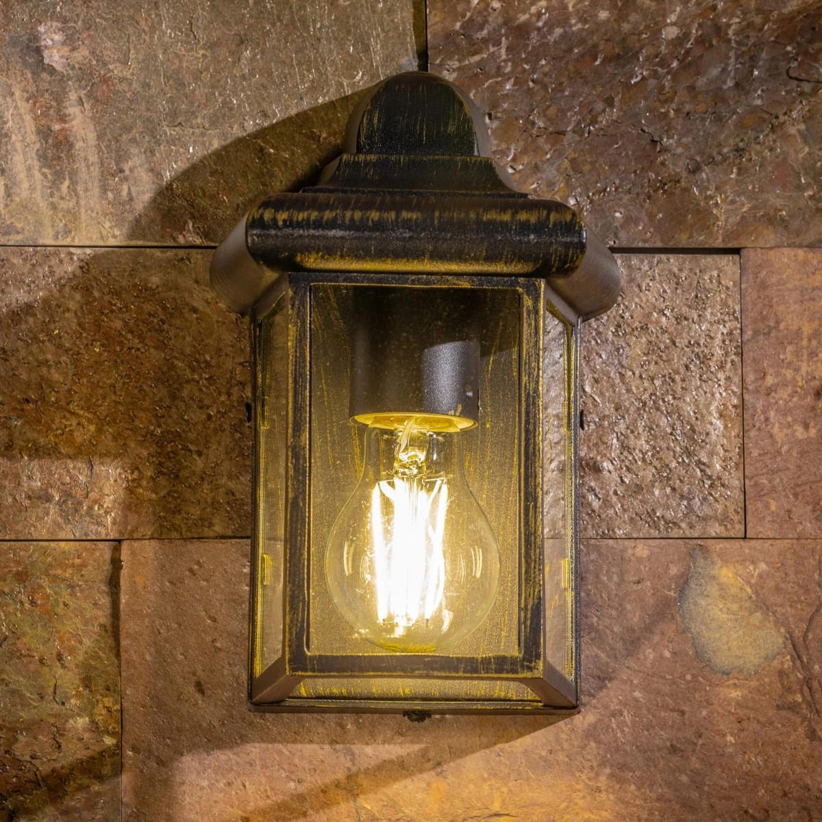 AUSSENWANDLATERNE CAMILA Antike Bronze Klarer Diffusor - Bronzefarben, Metall (14.5/22.5/11.5cm) - CGC Europe