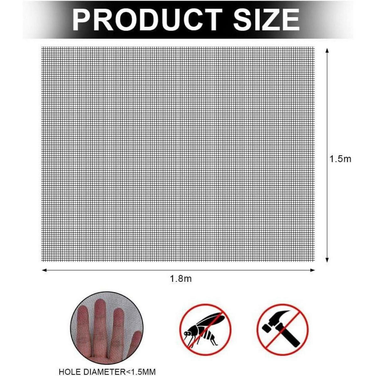 FLIEGENGITTER Fenster 150 x 180 cm Schwarz - Schwarz, Kunststoff (1/1/1cm)