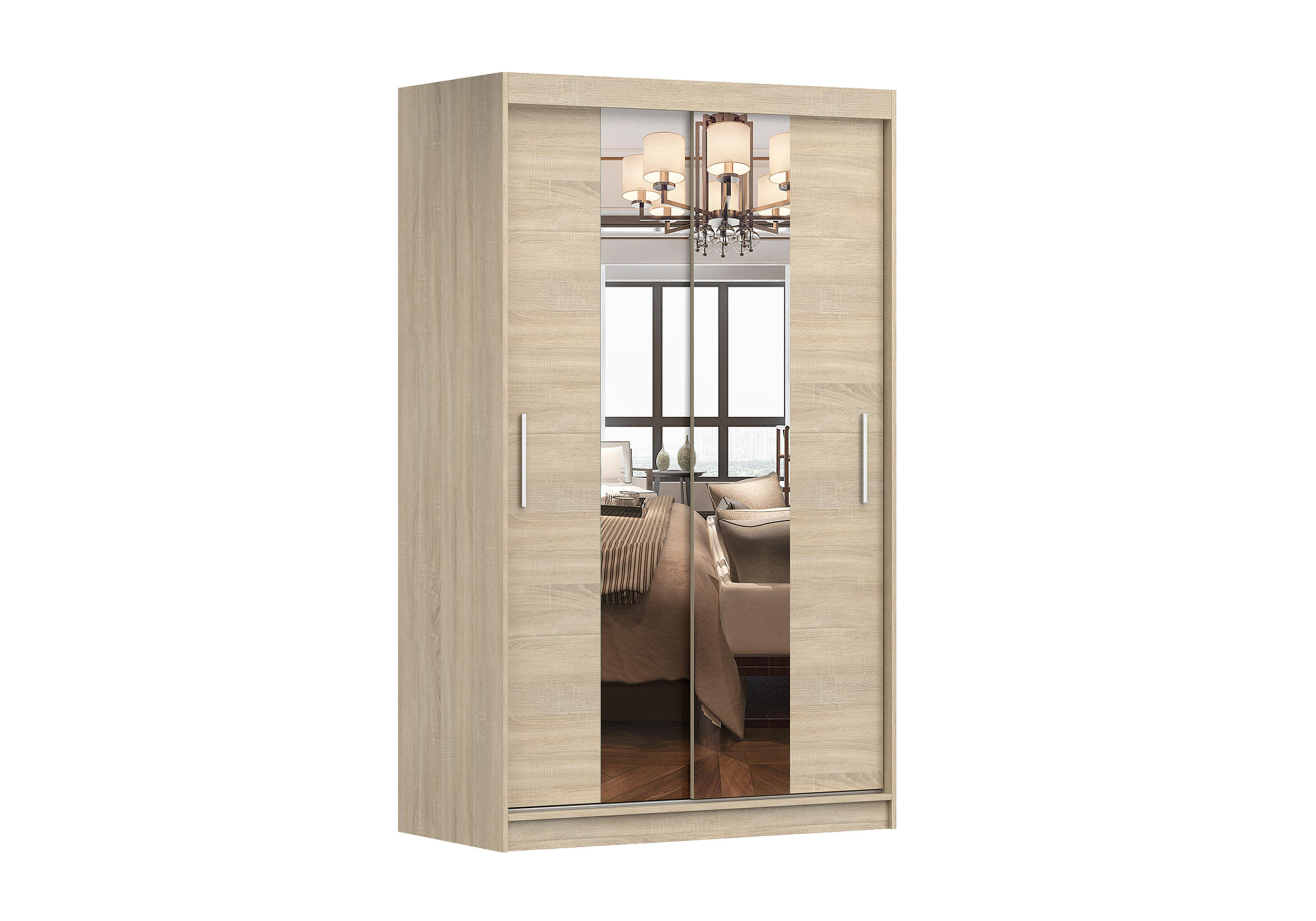 SCHIEBETÜRENSCHRANK - NOAH 01 Sonoma - Sonoma Eiche, Holzwerkstoff/Metall (120/200/61cm) - Möblo