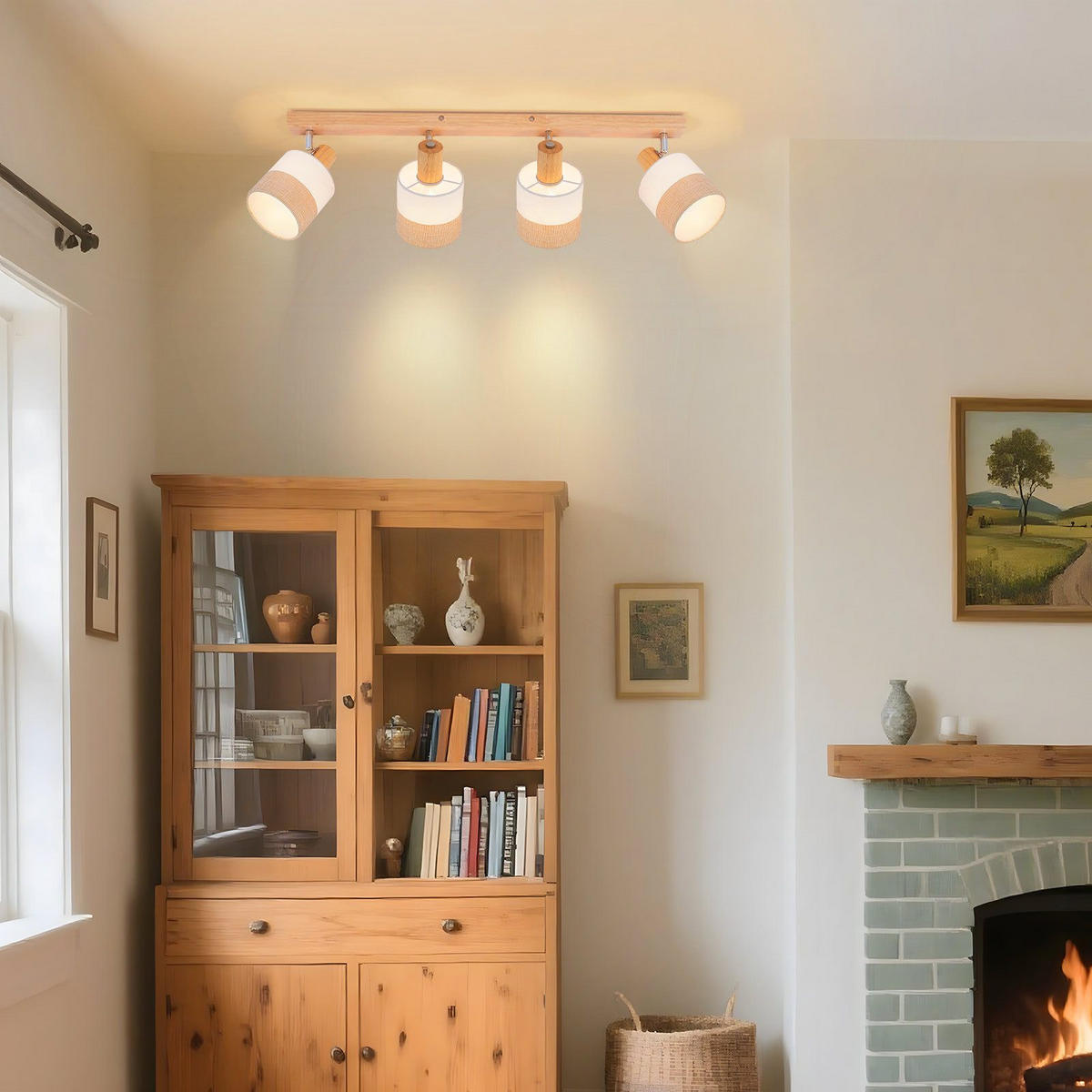 DECKENLEUCHTE FOWLER II 16/68/13 cm - Braun, Textil (68/16/13cm) - Nettlife