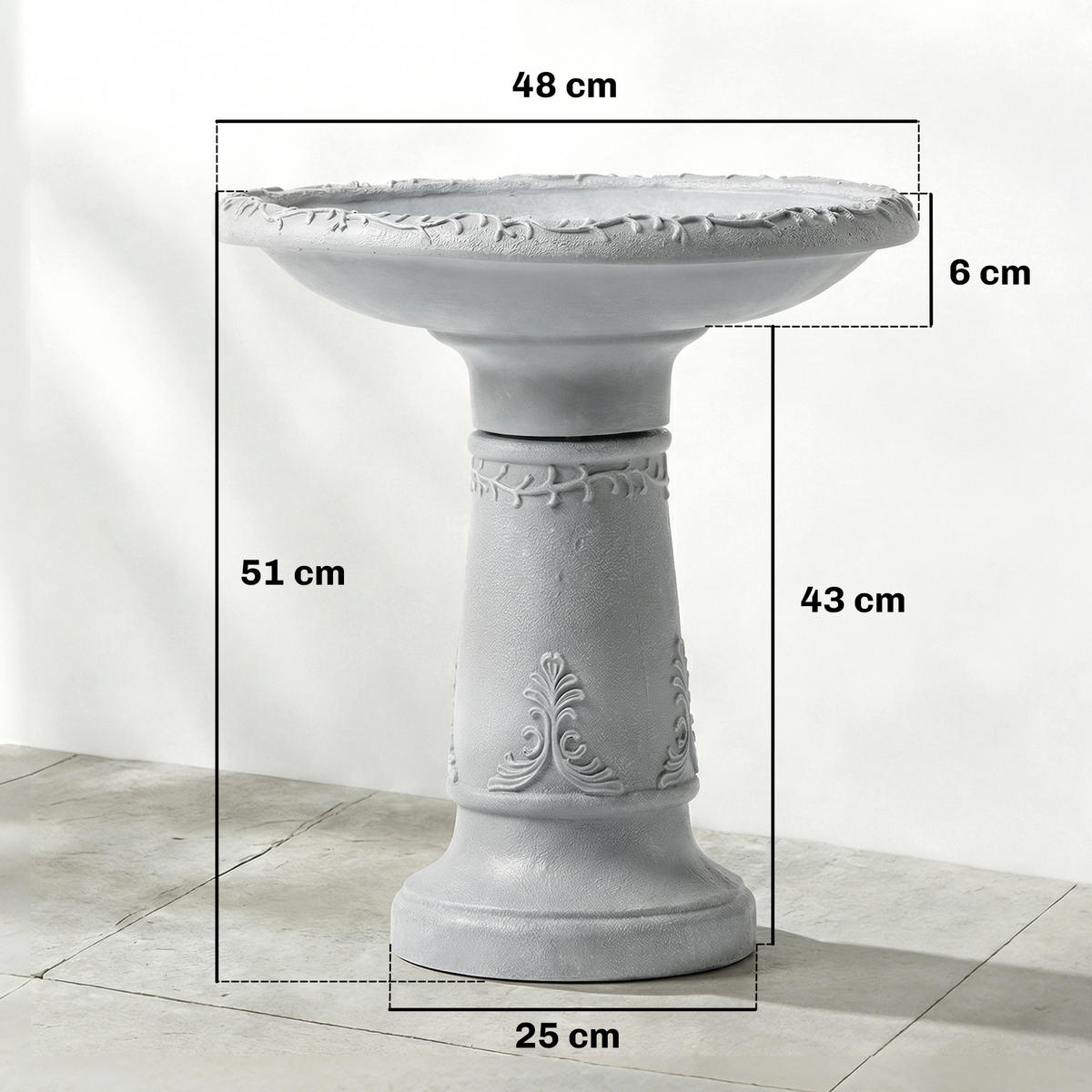 VOGELBAD Harz Grau - Grau, Kunststoff (48/51/48cm) - Outsunny