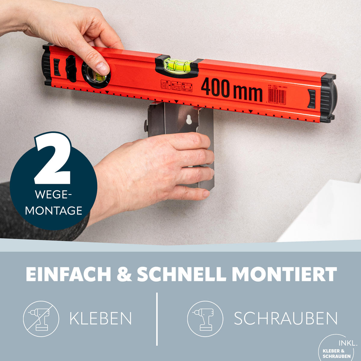 WC-GARNITUR inkl. Wandhalterung - Edelstahlfarben, Metall (10/39/14.5cm) - bremermann