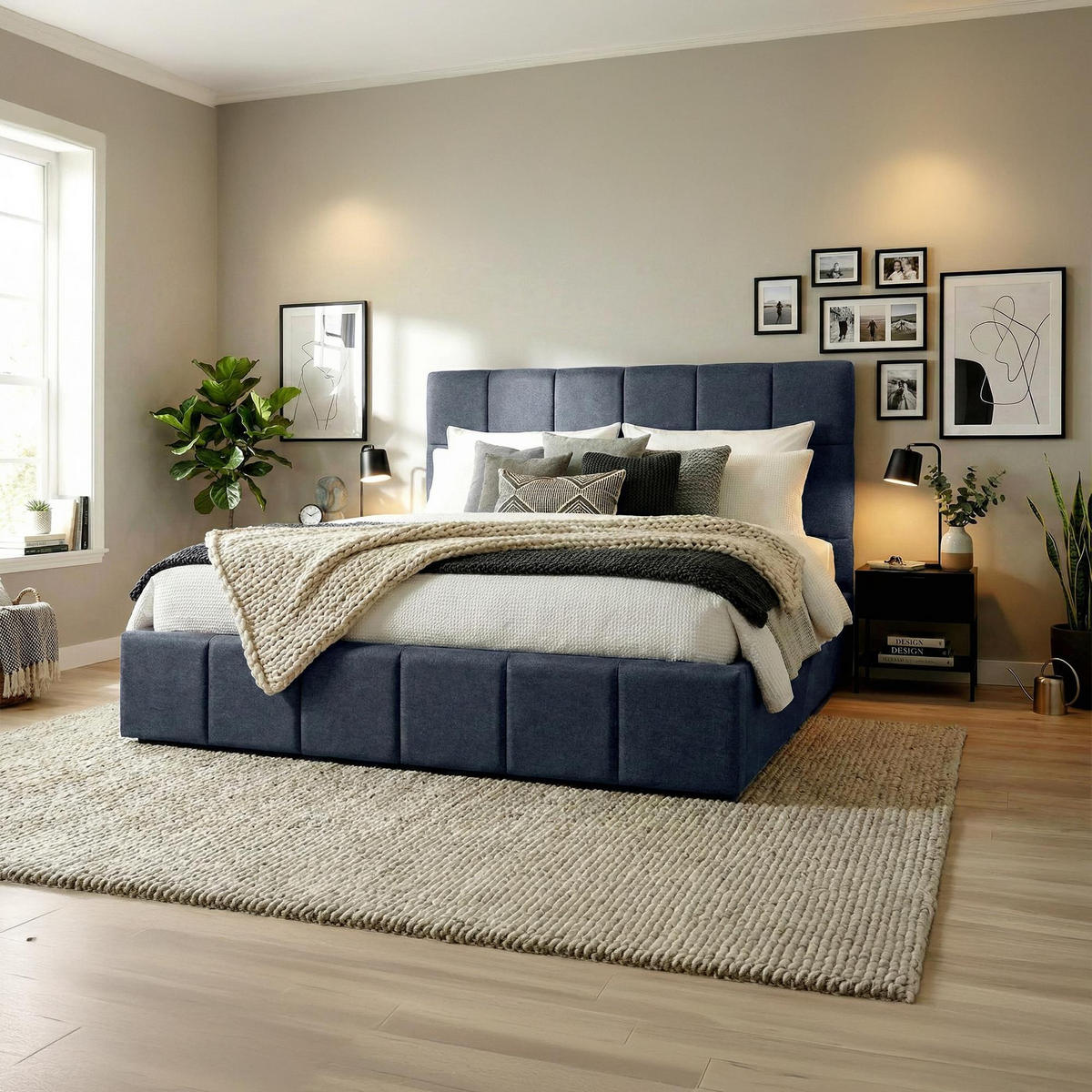 POLSTERBETT Negad Stoff Dunkelgrau Bett 160x200 - Dunkelgrau, Textil (160/200cm) - DELUKE