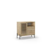 KLEINES Sideboard 1 Tür, 1 Fach und 2 Schubladen B80 cm - Inca - Braun, Holz (40/80.5/84cm) - Calicosy