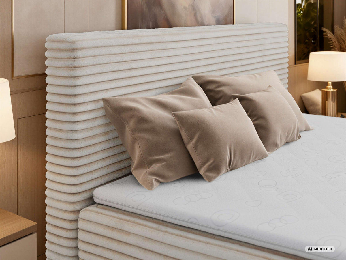 KONTINENTÁLNÍ POSTEL TILION 140/200 - Béžová Manšestr - Topper T25 - H4 - černá/béžová, textil/plast (140/200cm) - MKS