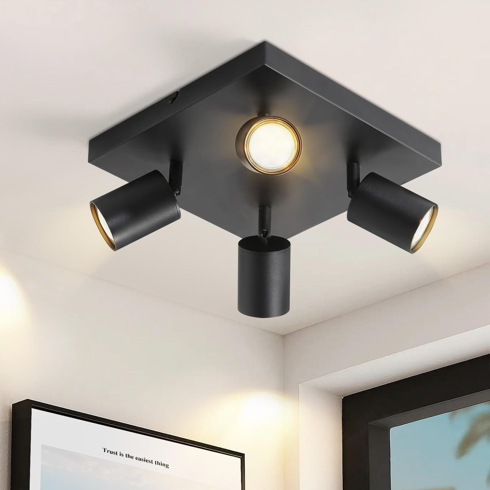 STRAHLER Baunach 4-flammig 25/25/14.4 cm - Schwarz, Metall (25/25/14.4cm) - Nettlife