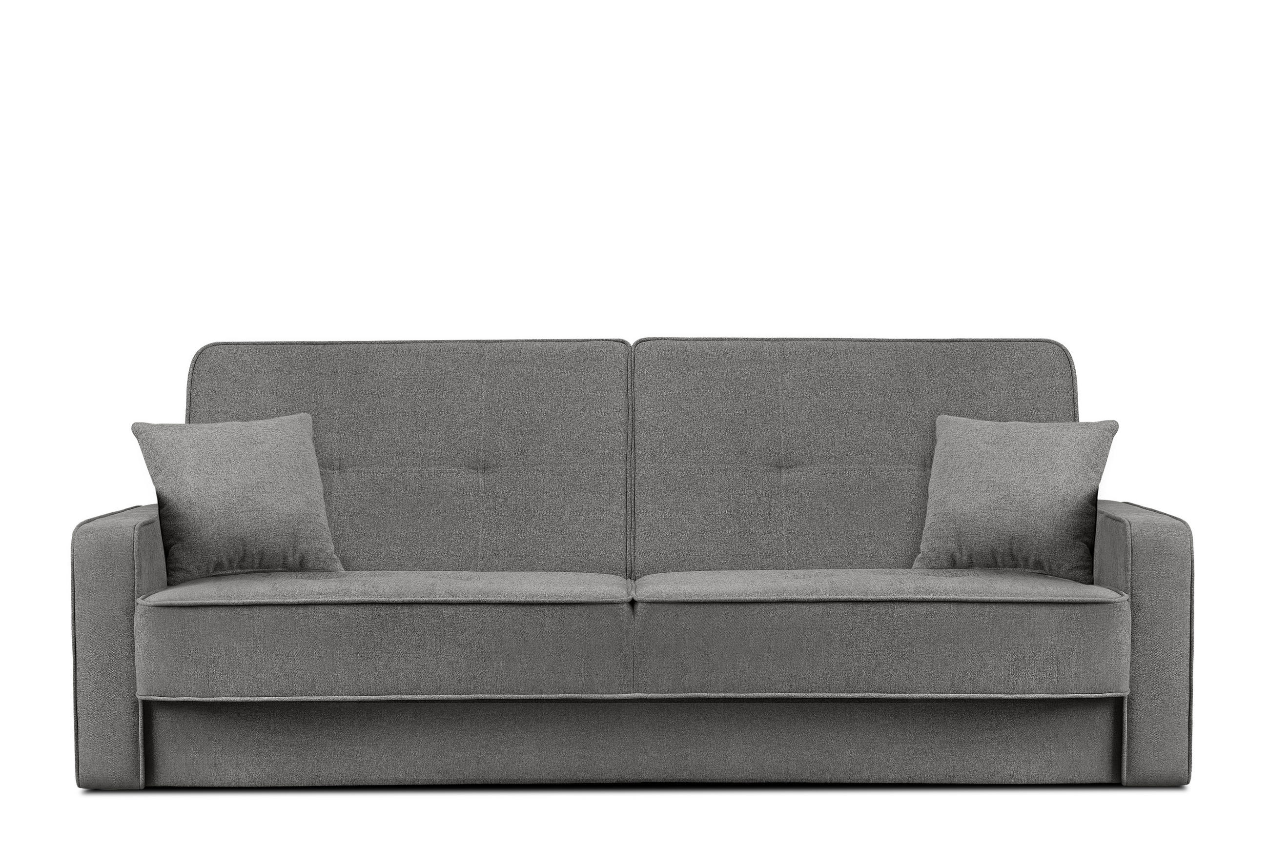 SCHLAFSOFA ORIO 3 Personen, Chenille-Stoff, Aschgrau - Hellgrau/Grau, Textil (219/90/90cm) - KONSIMO®