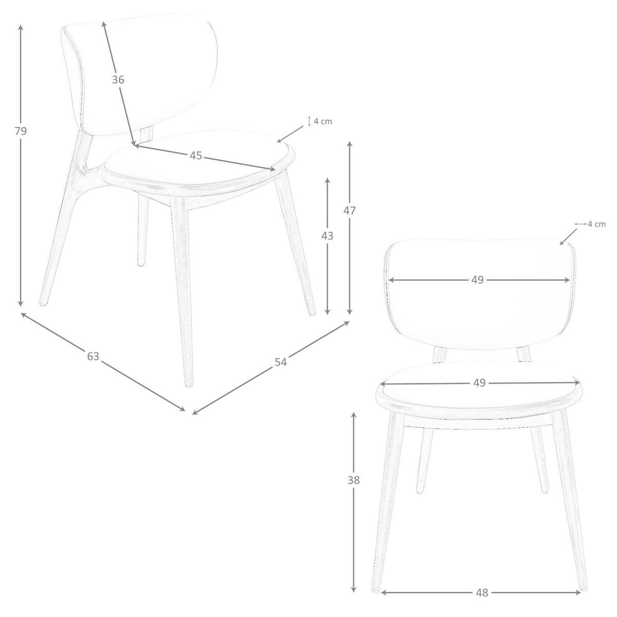 STUHL Angel Cerdá Modell 4257, Kunstleder Creme-Dunkelgrau - Wildeiche/Dunkelgrau, Leder/Holzwerkstoff (54/79/63cm) - ANGEL CERDA