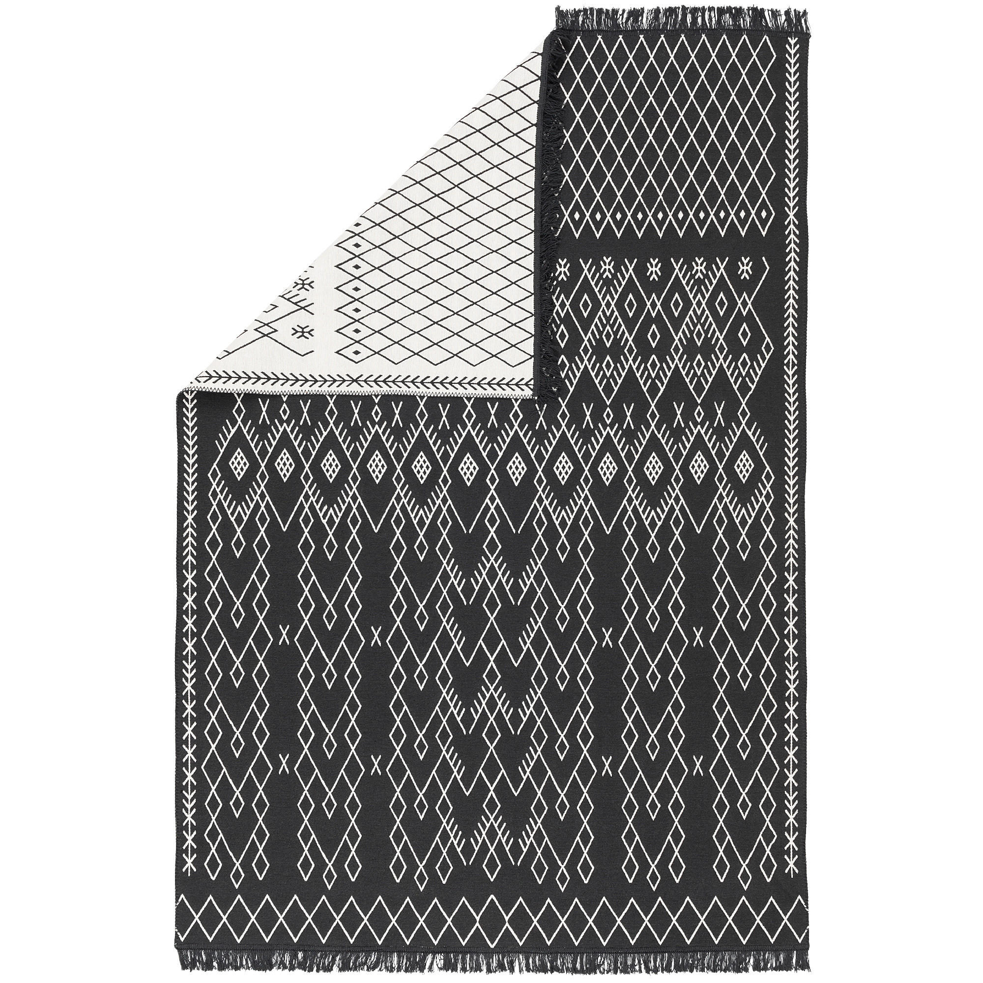 TEPPICH BEIDSEITIG ETHNO KELIM - Schwarz/Weiß, Textil (140/200cm) - Pergamon