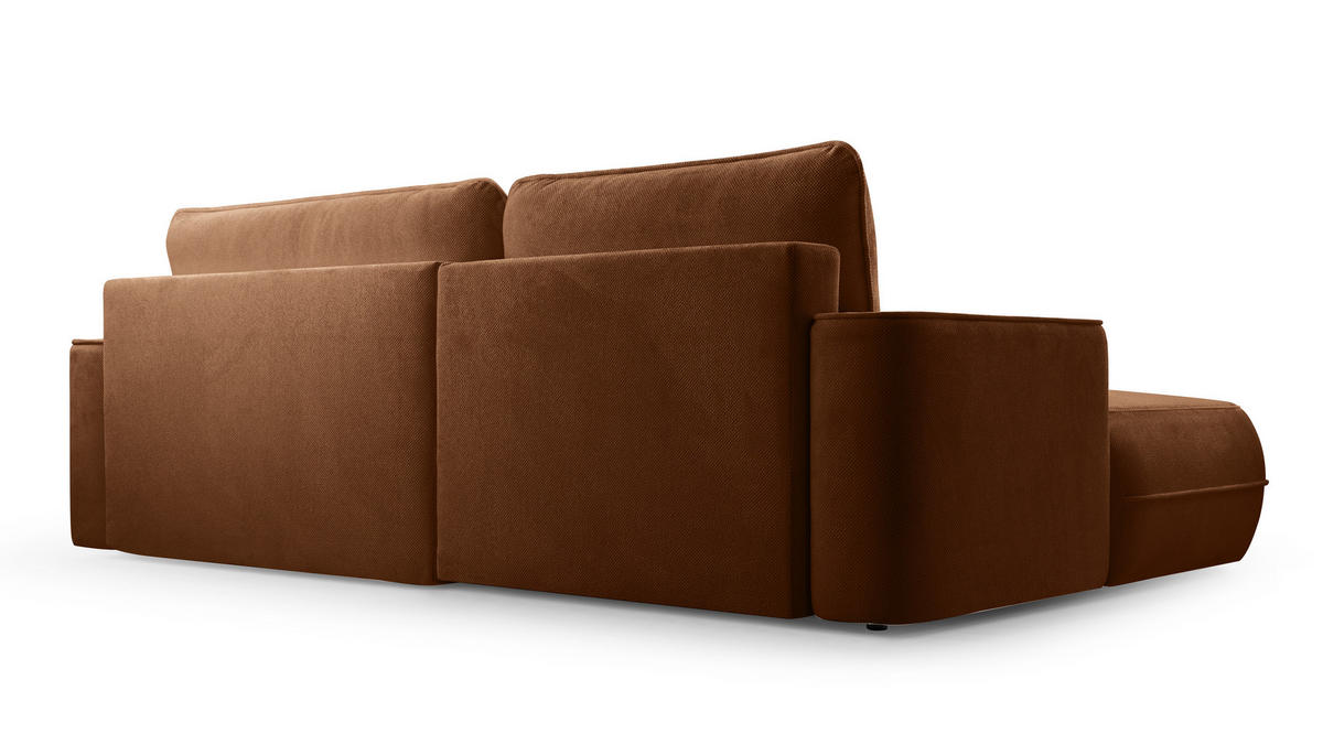 ECKCOUCH L Form Peoni Kupferfarbe 267/168/87 cm mit Schlaffunktion L - Dunkelorange/Schwarz, Kunststoff/Textil (168/267cm) - AX Living