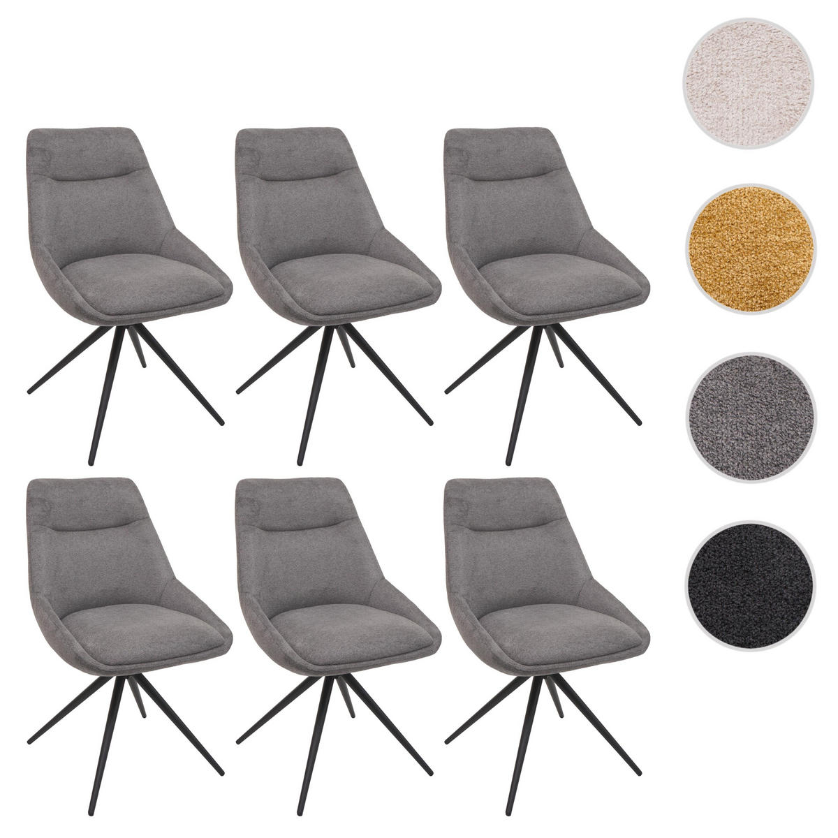 ESSZIMMERSTUHL Grau 6er-Set - Grau, Textil (51/86/60cm) - MCW