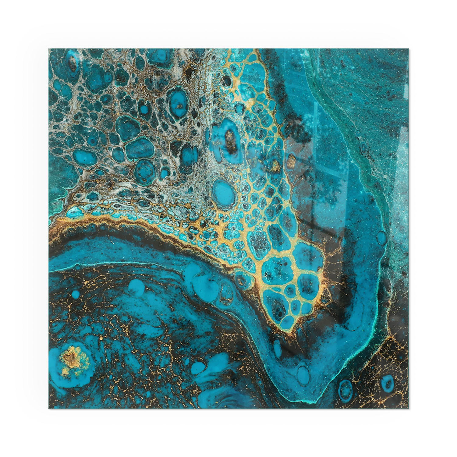 GLASPLATTE für Kamin 50x50 cm - Türkis, Glas (50/50/0.4cm) - TULUP