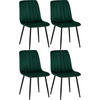 STUHL 4er Set Samt Grün - Schwarz/Grün, Textil/Metall (45/88/53cm) - CLP